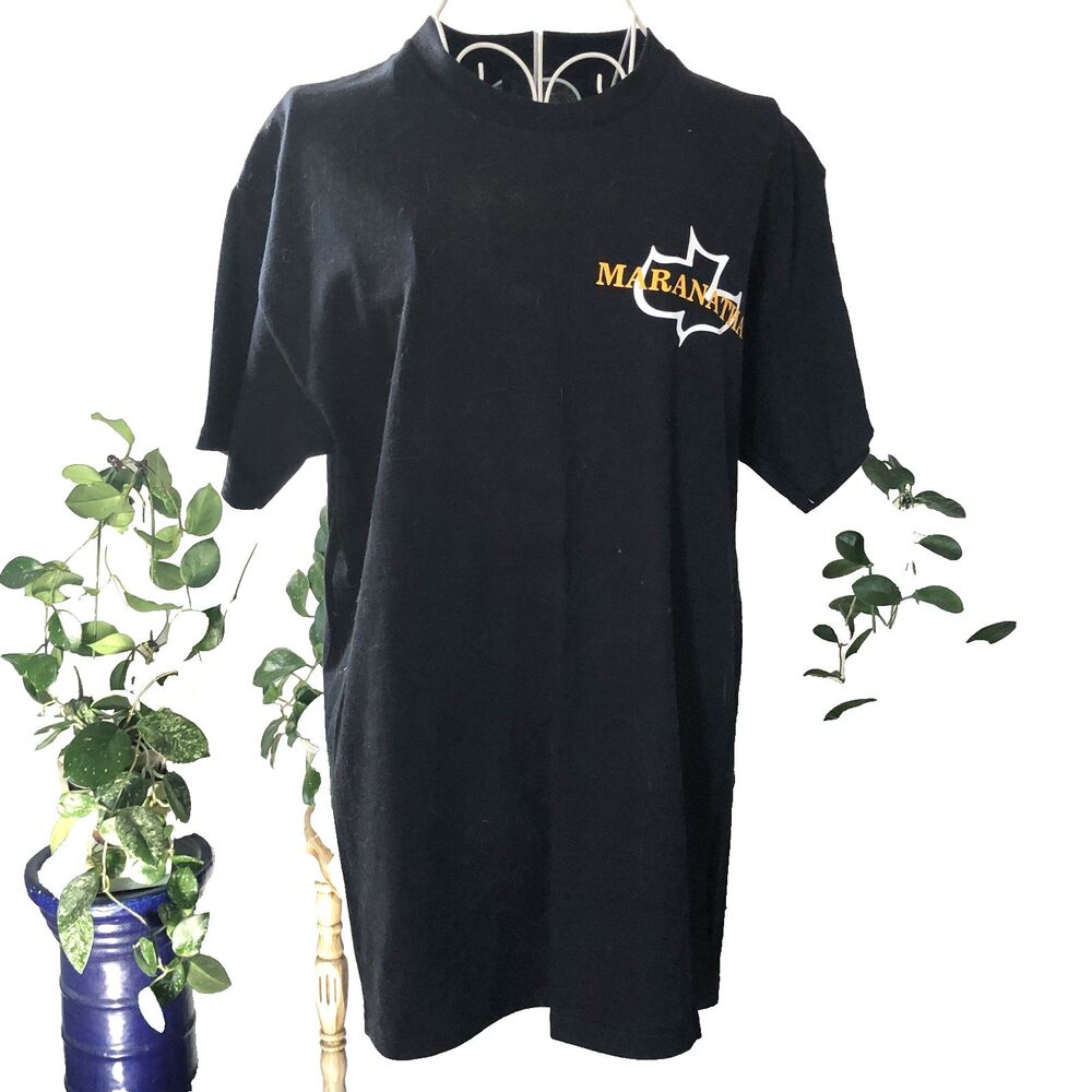 Maranatha Black Graphic Faith Based T-Shirt 100% Cotton Rev 12:11